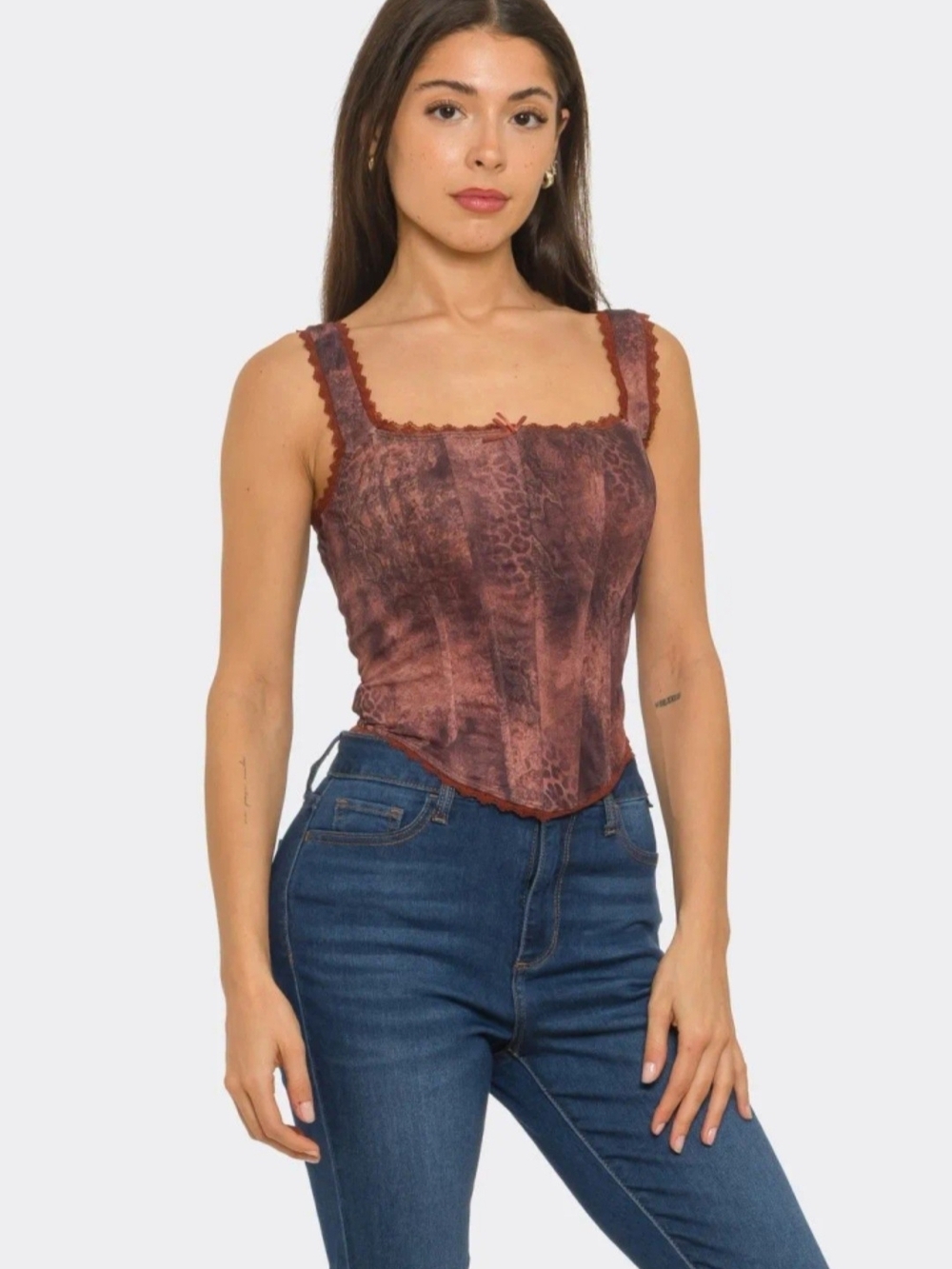 Printed Tie Back Corset Top | New In Package